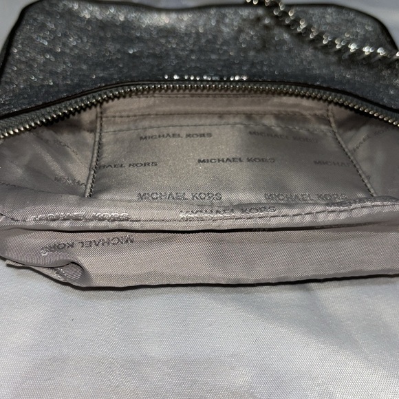 Michael Kors Mini Silver Metallic Pouchette Bag - Picture 8 of 11